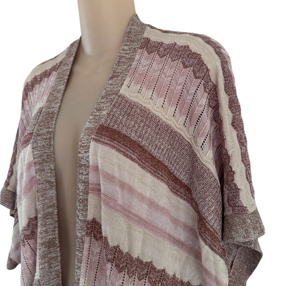 Chico’s Textured Shine Stripe Ruana Wrap Striped Open-Front Cardigan size S/M - Picture 6 of 13